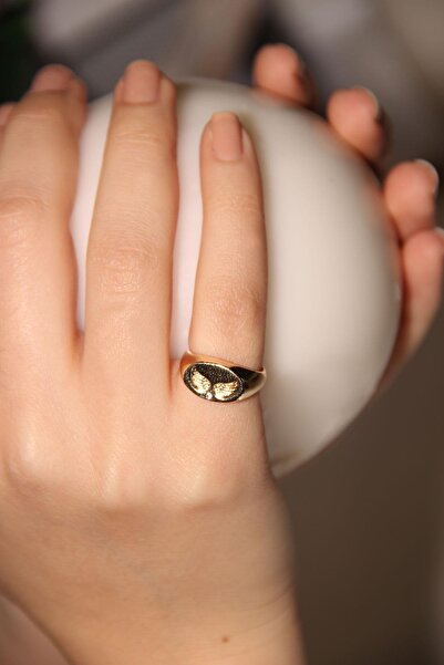 Modex Altın Kaplama Melek Kanadı Serçe Parmağı Yüzüğü