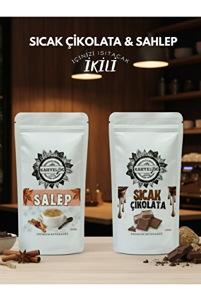KAHVELOG Sıcak Çikolata Tozu & Salep(Sahlep) Tozu-Premium 2'li Set