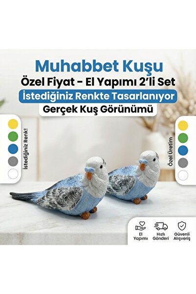 TÜRKÜ HEDİYELİK Dekoratif 2'li Kuş | Biblo Süs | Kuş Hediyelik Süs Eşyası | 2...