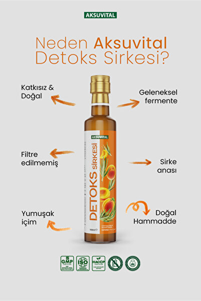 Aksu Vital Detoks Sirkesi 500 ml - Katkısız, Doğal Fermantasyon (Detox)