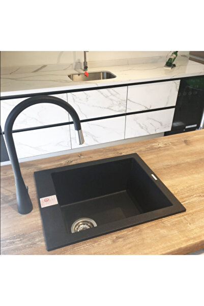 CookingAid Chiuvetă de bucătărie din granit Cube ON4110, 410x500x200mm, cuarț metalic negru