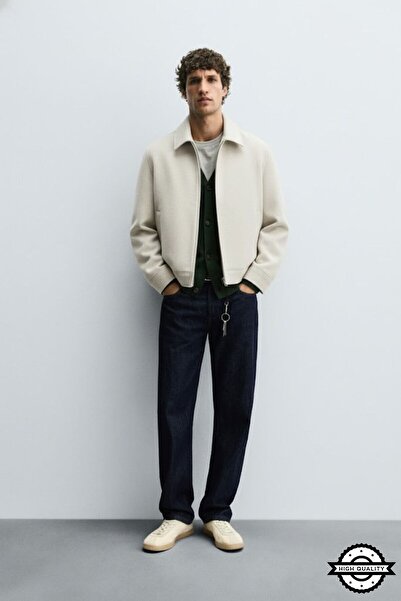 KOCCI Yeni Sezon Soğuk Geçirmez Rahat Kesim Trend Kışlık Erkek Kaşe Ceket Mont