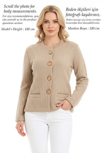 Laden Tricotaj Jachetă scurtă pentru femei Gros iarnă Cardigan bej pentru mamă