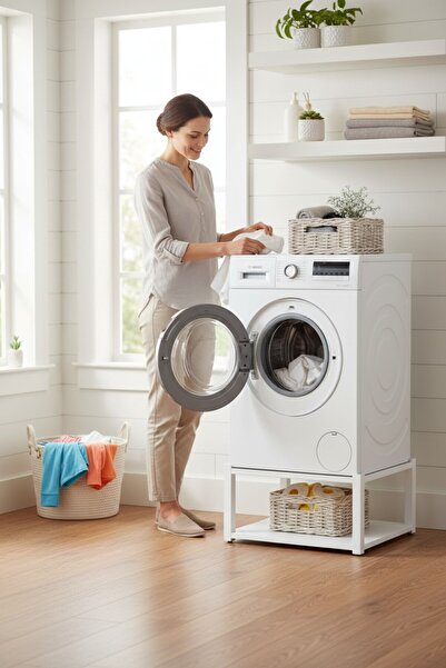 TOLIAHOME Metal Çamaşır ve Kurutma Makinası Yükseltici Çamaşır Makinası Altı Raf