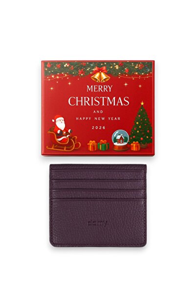 DAMY حافظة بطاقات للجنسين من الجلد الطبيعي 512MG - برقوقي