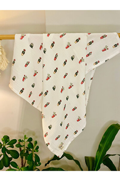 Parlova Sahra Çok amaçlı müslin örtü, %100 pamuk, baskılı, 75x90 cm