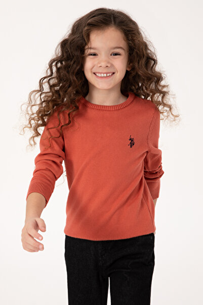 U.S. Polo Assn. Kız Çocuk Gül Kurusu Bisiklet Yaka Basic Kazak 50316808-VR026