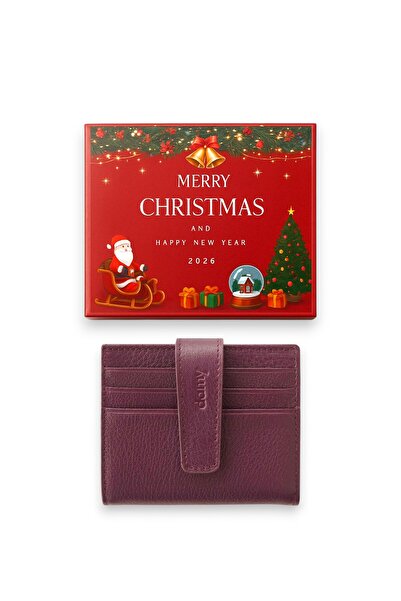 DAMY Genuine Leather Card Holder 518 - Plum