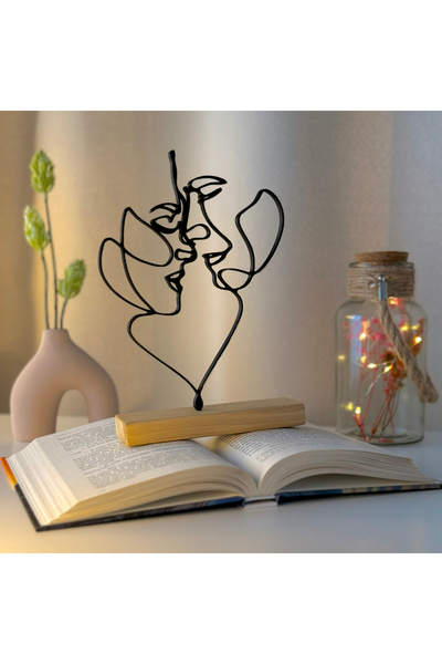 OEM Decoratiune "Conexiune Tacita" cu baza din lemn , 21 cm, negru, imprimat 3D