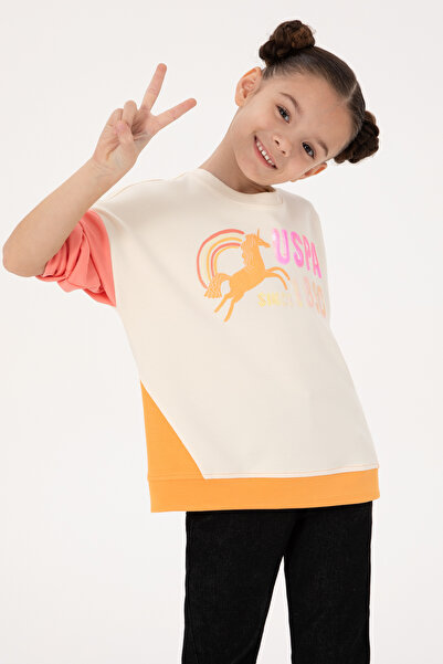 U.S. Polo Assn. Kız Çocuk Turuncu Bisiklet Yaka Sweatshirt 50317979-VR244