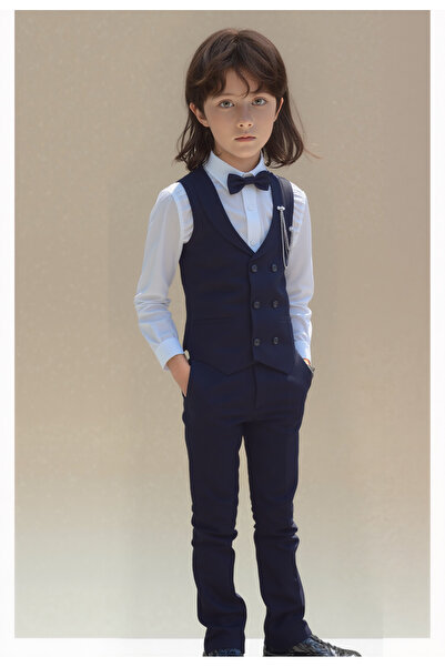 WENA KİDS طقم بدلة للأولاد باللون الأسود مع سترة وقميص وربطة عنق