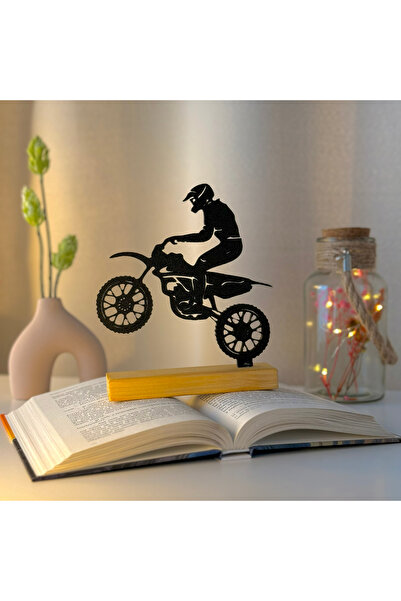 OEM Decoratiune "Enduro Ascent" cu baza din lemn natural, 17 cm, negru, impri...