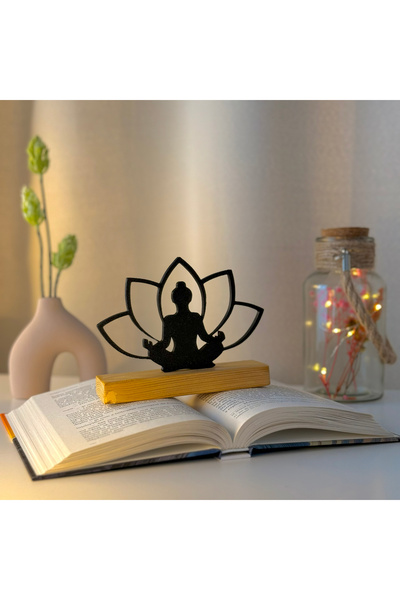 OEM Decoratiune "Meditatie" cu baza din lemn , 11 cm, negru, imprimat 3D