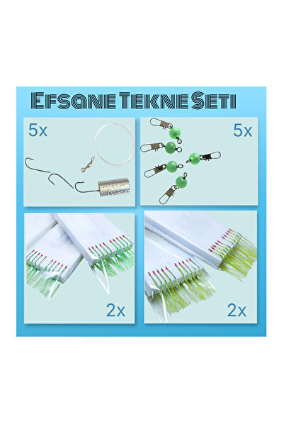 Navitek Teknede Balık Avı Seti (4 Adet çapari Yeşil -A.Yeşil,5x Lüfer takımı 3 İğneli 5x boncuklu fırdöndü)