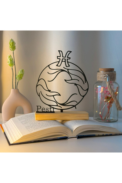 OEM Decoratiune zodiacala "PESTI" cu baza din lemn , 17 cm, negru, imprimat 3D