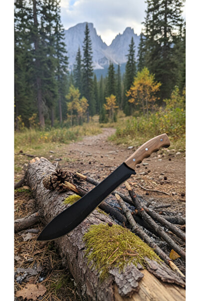 SKNIV Karbon Çelik Outdoor Kamp Palası & Machete - 38cm Kök Ceviz Saplı Keskin Bıçak