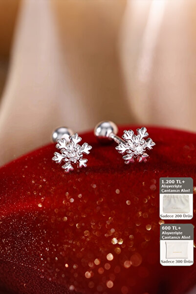 Shylyn 999 Ayar Gümüş Zirkon Taşlı Kar Tanesi Küpe