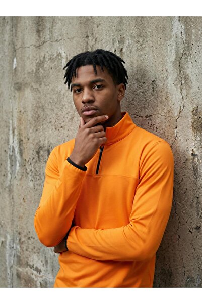 CLAW UP WORK SCUBA HALF ZIP SWEAT | BRUNT ORANGE (Slim Fit Yarım Fermuarlı Sc...
