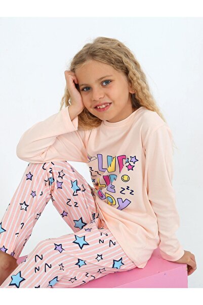 vitmo Happy Life - Set de pijamale cu mânecă lungă 100% bumbac pentru fete