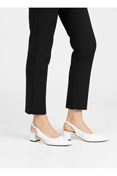 Weynes Kadın Beyaz Arkası Açık 5 cm Günlük Topuklu Ayakkabı WSB3066