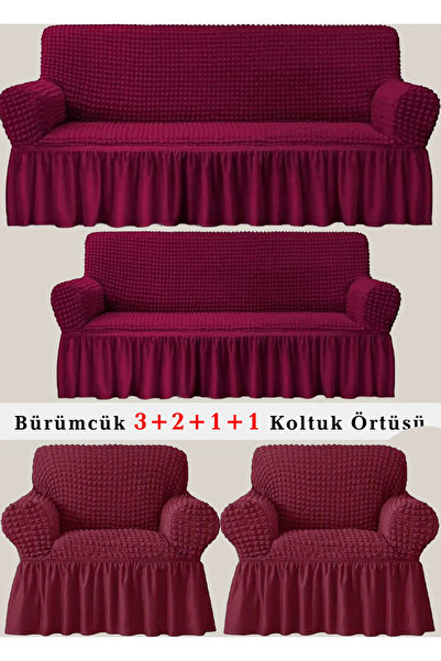 ARTUÇ Bürümcük Koltuk Kanepe Örtüsü Takımı Lastikli Etekli 3+2+1+1 (standart)