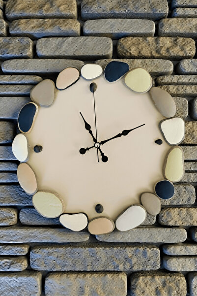 iDekor Handmade Stone Wall Clock in Bohemian and Scandinavian Colors - Natura...