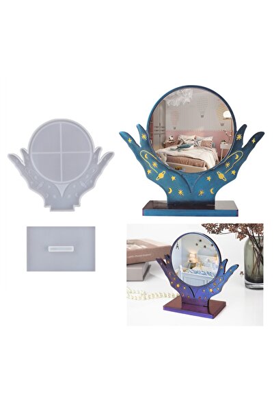 Getshopmini Epoksi Ayna Kalıbı Makyaj Aynası Kalıbı Silikon 17.8x15.5cm