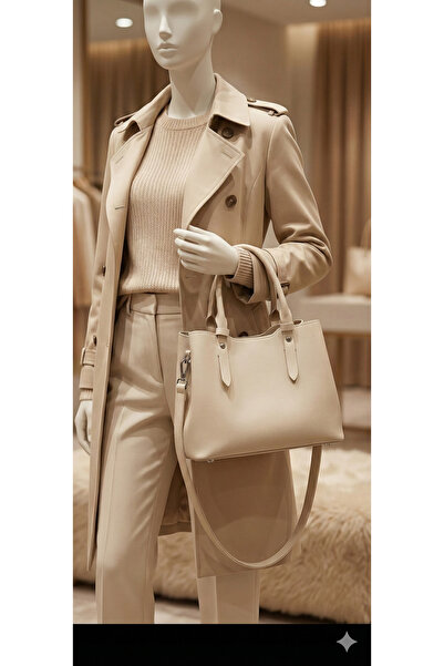 TUGBAS CHOiCE BEJ RENGİ kadın kol ve omuz çantası ile çapraz askılı