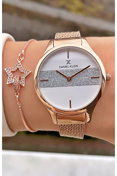 Daniel Klein Marka Rose Gold Renk Su Geçirmez Kadın Kol Saati Bileklik Hediyeli