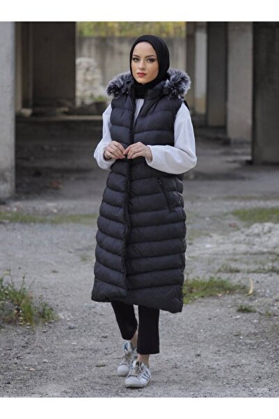 ECALAMODE Çıkarılabilir Kapüşonlu Büyük Beden Şişme Yelek