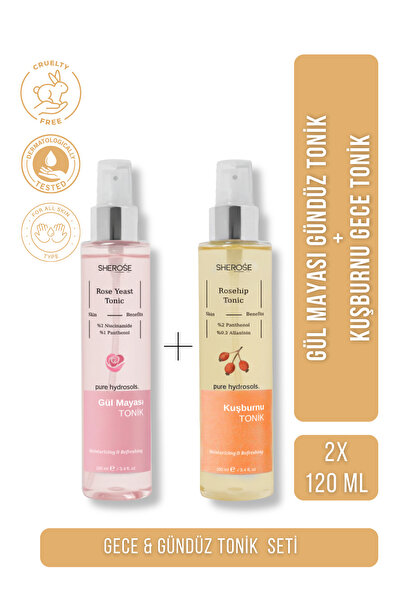 Sherose 2'li Tonik Set - Gül Mayası (Gözenek Sıkılaştırıcı) ve Kuşburnu (Aydı...
