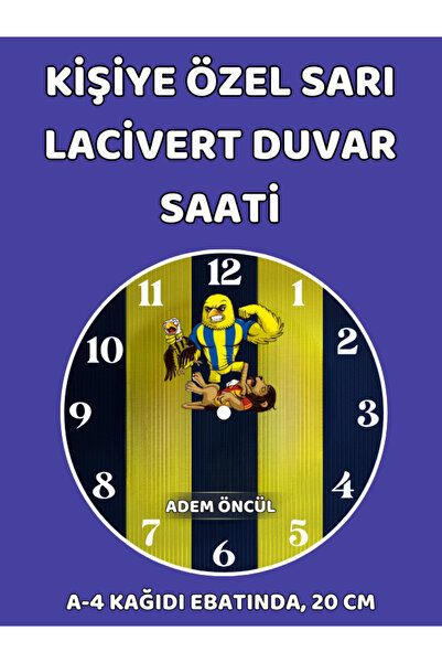 AFMİRA Tasarım Kişiye Özel Fenerbahçe Temalı Duvar Saati - İsim Yazılı Sessiz...