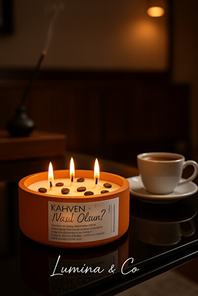 LUMİNA Kahven Nasıl Olsun? Etiketli - Kahve Kokulu Beton Mum