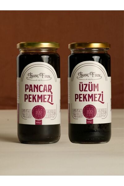 İNANÇ FIRIN Doğal Kara Üzüm Pekmezi + Pancar Pekmezi | Katkısız 2’li Paket (2...