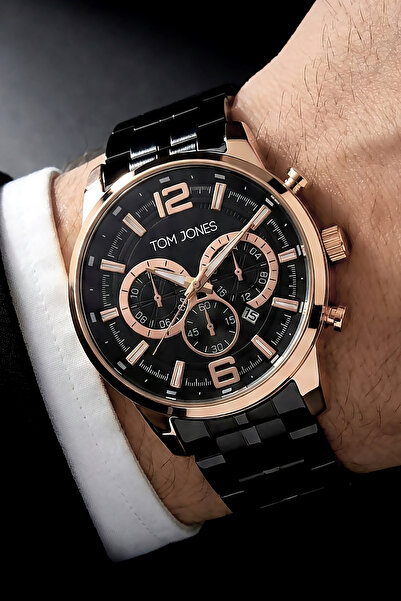 Tom Jones London Men's Wristwatch 3 Atm Water Resistant Black Color Steel Band Cbk402