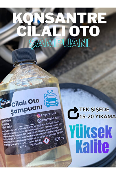 EngCar Care Cilalı Oto Şampuanı Konsantre Araç Şampuanı 500ml Yoğun Köpük -Ar...