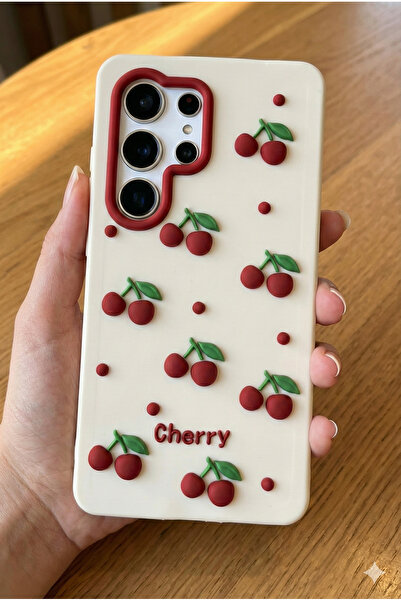 Rivor غطاء سيليكون متوافق مع جالاكسي S25 ألترا مع نقوش الكرز وتصميم مميز للكا...