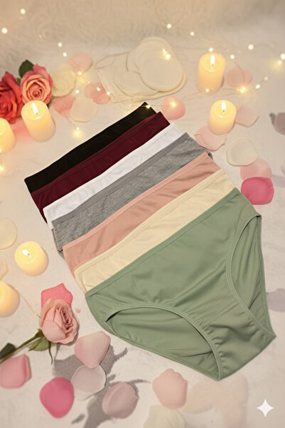 Lahor Secret Kadın 7'li Pamuklu Yüksel Bel Bato Külot (Karma Renkler)
