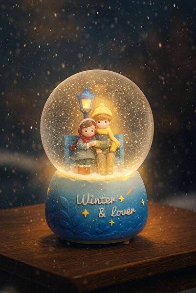 nesnelgift Müzikli Işıklı Orta Boy Kar Küresi Winter Y35