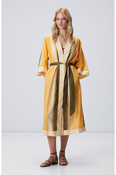Network Sarı Yeşil Degrade Desenli Kaftan