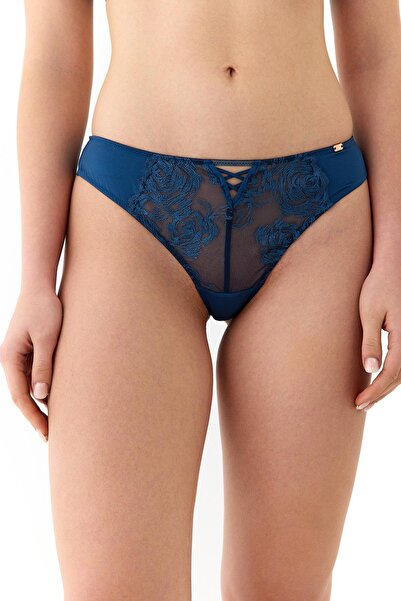 Amarelle Monaco Petrol Blue Lace String Panties