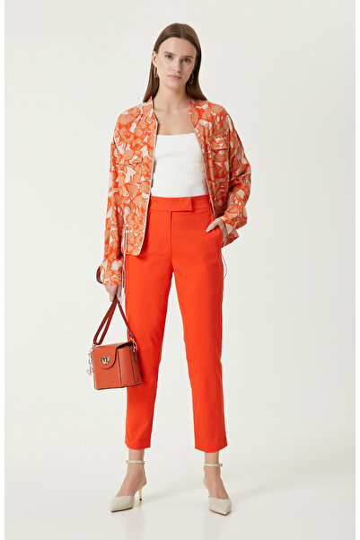 Network Narçiçeği Yüksek Bel Dar Paça Pantolon