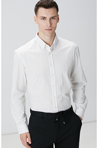 Network Kırık Beyaz Çizgili Gömlek