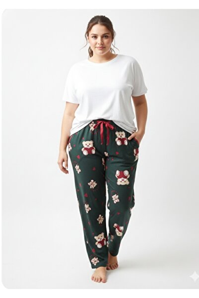 Pijamoni Pantaloni de pijama din piele intoarsa cu buzunare marime mare 494
