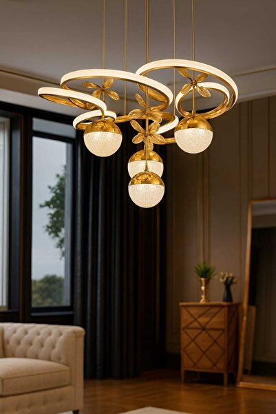 Bohem Aydınlatma Kral Tacı Gold Avize 3 renk LED Modern Avize