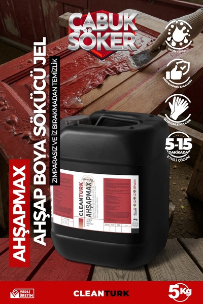 CleanTurk AHŞAPMAX Ahşap Boya Sökücü Jel Ahşap Yüzeyler İçin Etkili Çözüm 5 KG