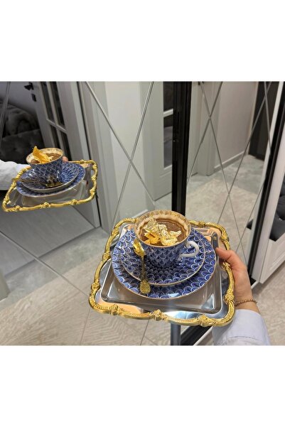 Elzemm store PASLANMAZ ÇELİK 1 ADET KARE KENARI ÇERÇEVELİ SERVİS VE SUNUM TEPSİSİ