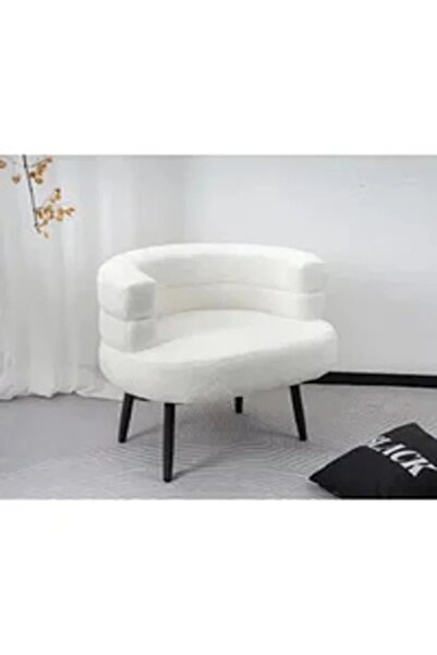 In Zone كرسي بوكليه قماش بتصميم أنيق ابيض