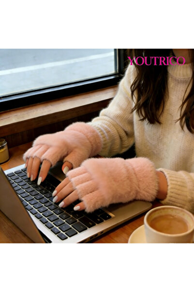 Youtrico قفازات نسائية شتوية حرارية بدون أصابع من الصوف المرن مقاس S