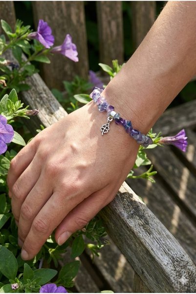 Inka Wood Co. Fluorite Stone Unshaped Bracelet – Mental Clarity, Intuition, and Balance Energy